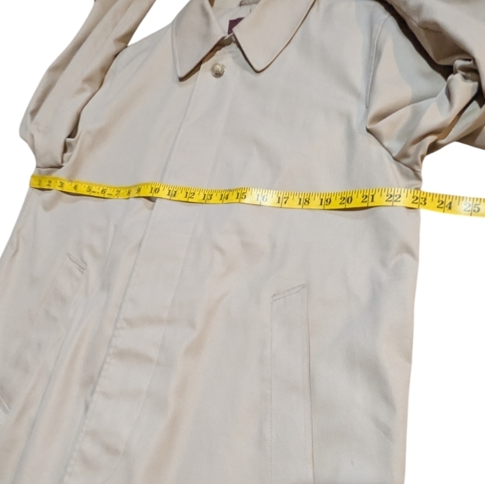 Vintage Nordstrom Classic Tan Cotton Blend Trench Coat Size 40R Preppy Retro - Picture 7 of 9